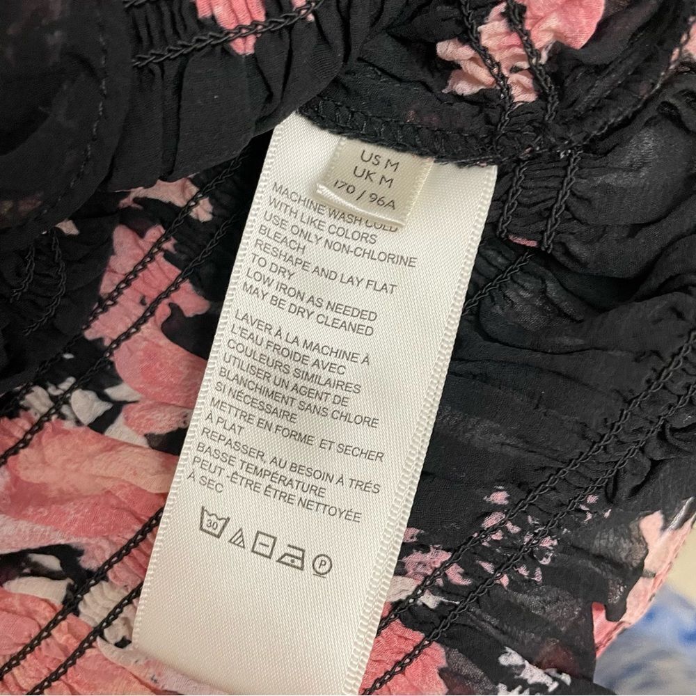 FREE PEOPLE Daphne Blouse Midnight Combo, Lace Smocked Longsleeve sz medium New! - Picture 7 of 9